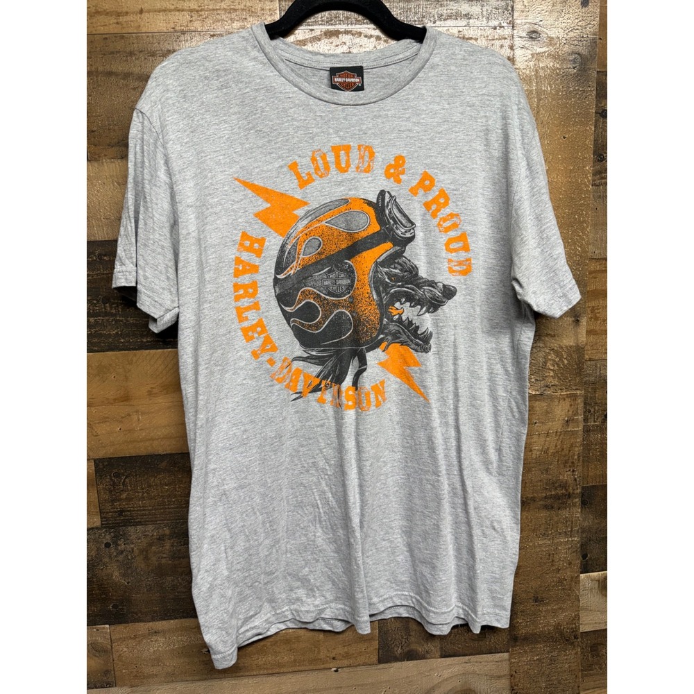 Harley-Davidson Loud & Proud Wolf Las Vegas Nevada Gray Graphic T-Shirt Large